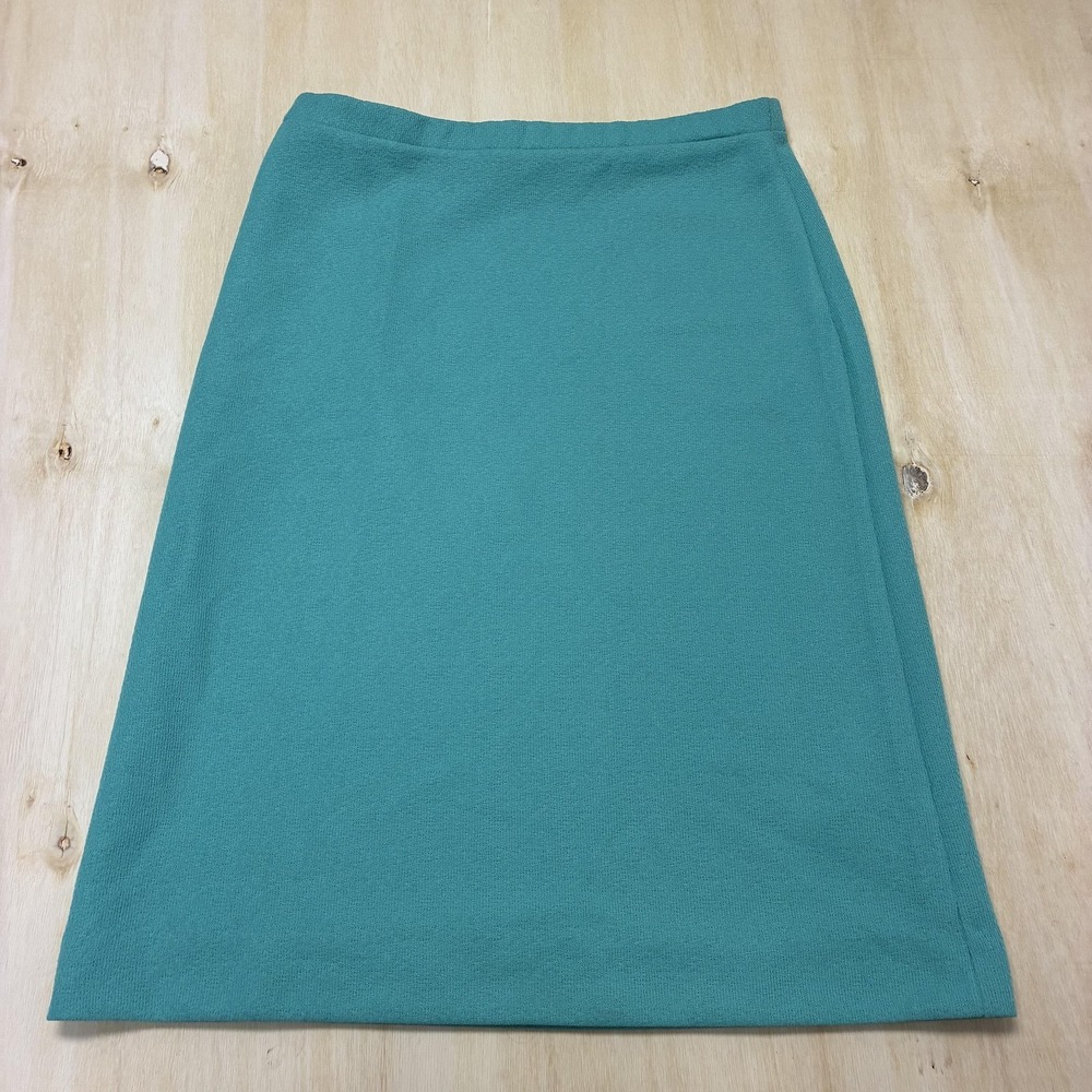 Vintage Devon Skirt Womens 14 Green Knit A-Line Union Made Knee Length Office